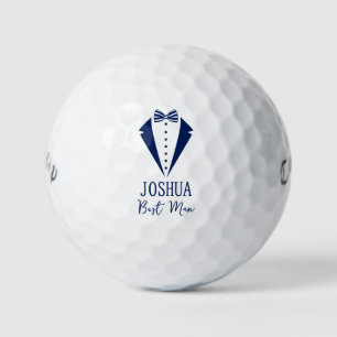 Best Man Blue Tuxedo With Striped Bow Tie Golf Balls