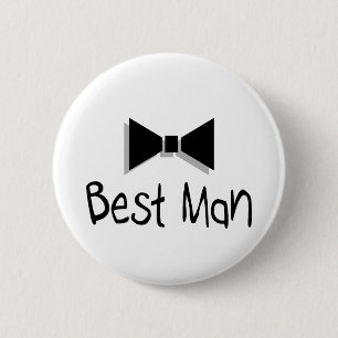 Best Man Bow Tie 6 Cm Round Badge