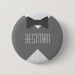 Best Man Bowtie 6 Cm Round Badge