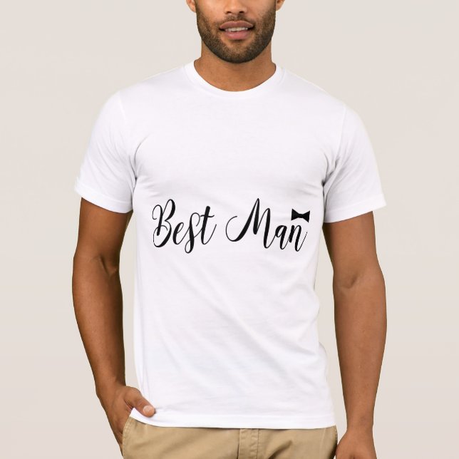 Best Man Bowtie Wedding Bachelor T-Shirt (Front)