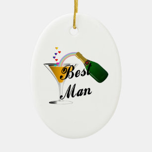 Best Man Champagne Toast Ceramic Ornament
