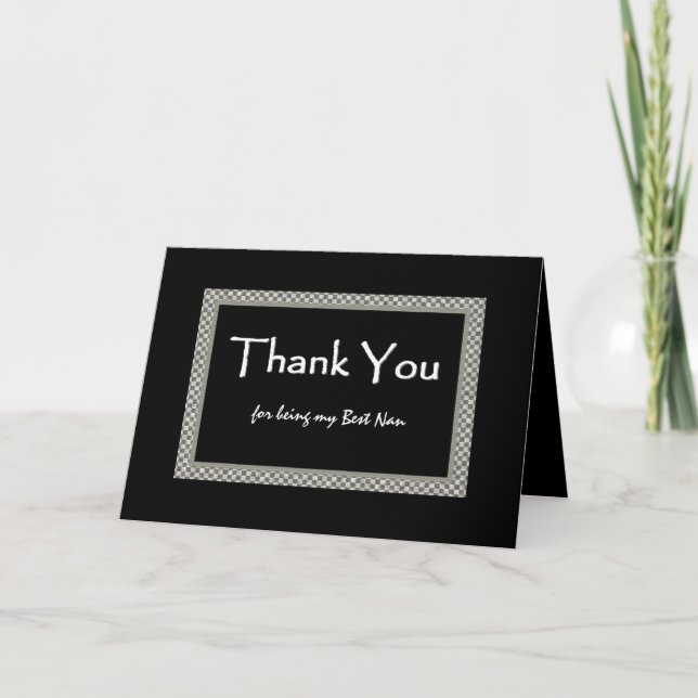 BEST MAN Chequerboard Wedding THANK YOU Card (Front)