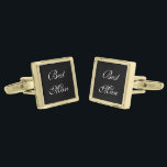 Best Man Cufflinks<br><div class="desc">Best Man cufflinks shown in gold plated and black onyx colour with white text. Customise this item and choose from more colours and styles or buy as is.</div>