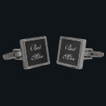 Best Man Cufflinks<br><div class="desc">Best Man cufflinks shown in gunmetal plated and black onyx colour with white text. Customise this item and choose from more colours and styles or buy as is.</div>
