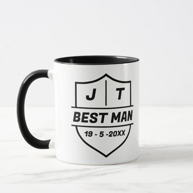 Best Man Custom Initials and Date  Mug (Left)