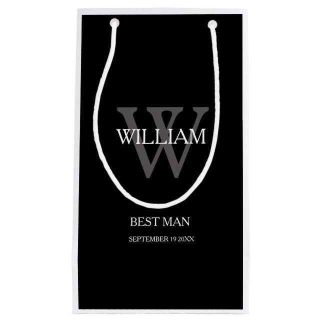 Best Man Custom Modern Chic Classy Small Gift Bag (Front)