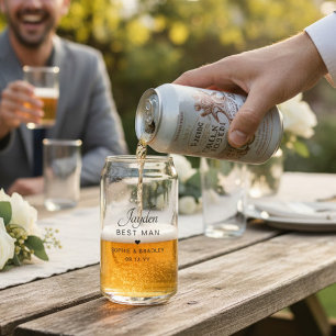 Best Man Custom Personalised Names Wedding Party Can Glass