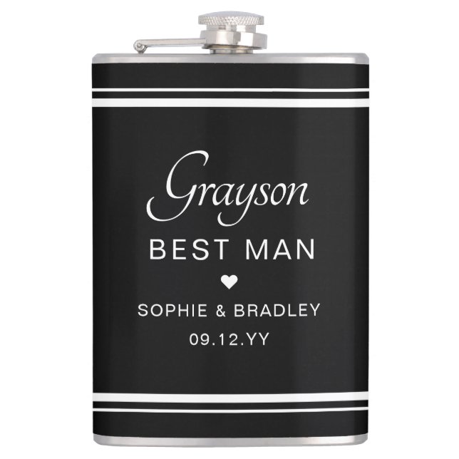 Best Man Custom Personalised Wedding Party  Hip Flask (Front)