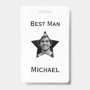 Best Man Custom Photo in Star Wedding ID Badge