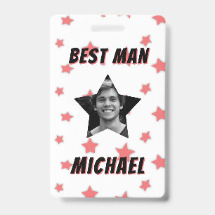 Best Man Custom Photo in Star Wedding ID Badge