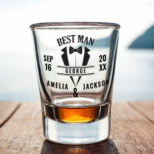 Best Man Custom Tuxedo Wedding Favor Shot glass