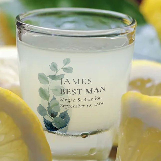 Best Man Eucalyptus Greenery Wedding Custom Shot G Shot Glass (Creator Uploaded)