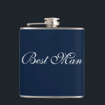 Best Man Flask<br><div class="desc">Flask for the best man is shown in navy blue and white.
Customise this item or buy as is.</div>