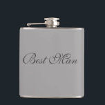 Best Man Flask<br><div class="desc">Flask for the best man is shown in grey tone colours.
Customise this item or buy as is.</div>