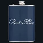 Best Man Flask<br><div class="desc">Flask for the best man is shown in navy blue and white.
Customise this item or buy as is.</div>