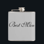 Best Man Flask<br><div class="desc">Flask for the best man is shown in a grey colour with black text.
Customise this item or buy as is.</div>