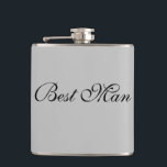 Best Man Flask<br><div class="desc">Flask for the best man is shown in a grey colour with black text. 
Customise this item or buy as is.</div>