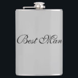 Best Man Flask<br><div class="desc">Flask for the best man is shown in a grey colour with black text. 
Customise this item or buy as is.</div>