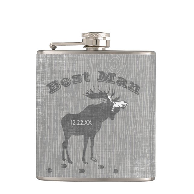 Best Man Flask Vintage Moose (Front)