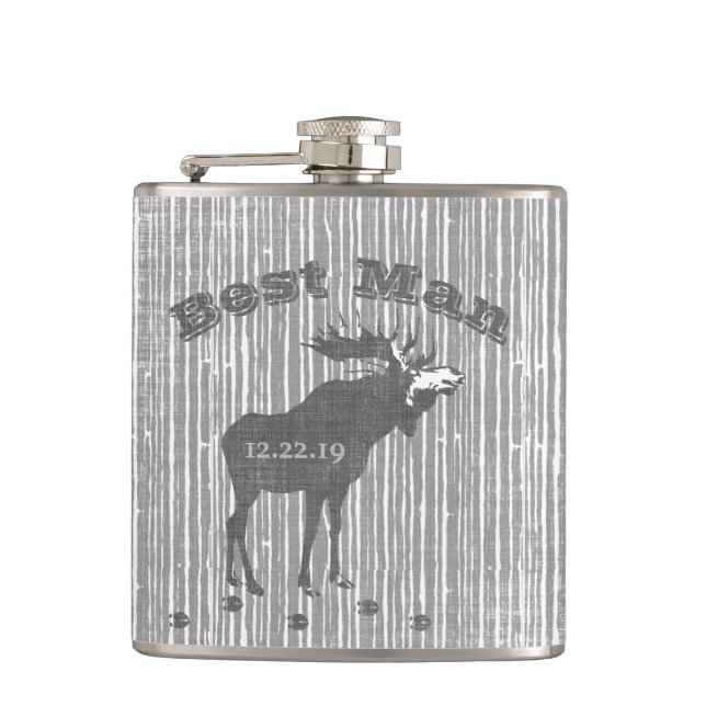 Best Man Flask Vintage Moose (Front)