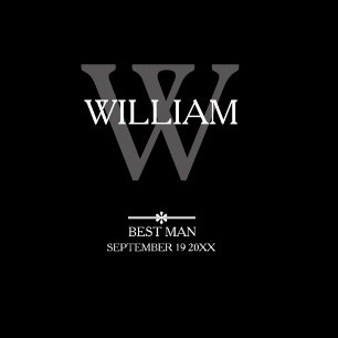Best Man Gift Classic Grey/ Script Monogram Black Duffle Bag