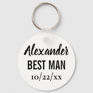 Best Man Gift Modern Typography Elegant Wedding Key Ring