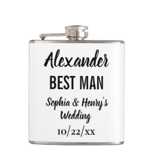 Best Man Gift Modern Typography Script Wedding Hip Flask