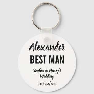 Best Man Gift Modern Typography Script Wedding Key Ring