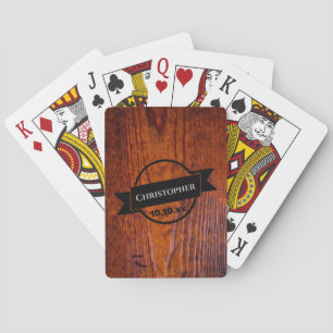 Best Man Gift Rustic Vintage Wood Grain Wedding Pl Playing Cards