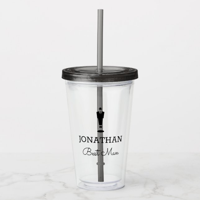 Best Man Gift Wedding Party Custom Personalised  Acrylic Tumbler (Front)