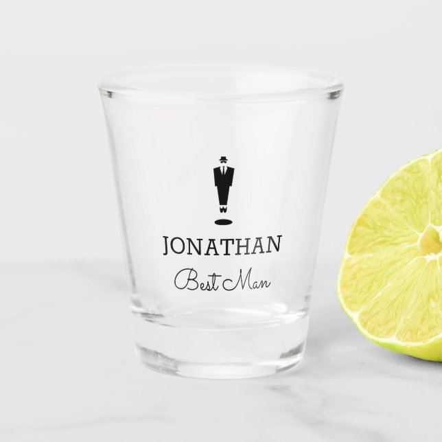 Best Man Gift Wedding Party Custom Personalized  Shot Glass (Front)