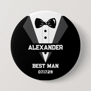 Best Man Gift with Custom Name and Wedding Date 7.5 Cm Round Badge