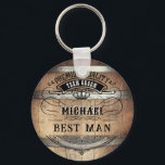 Best Man Gifts Keychain<br><div class="desc">Rustic whiskey barrel design featuring bold western typography. Personalise this design with your own text. Further customise this design by selecting the "customise further" link if desired.</div>