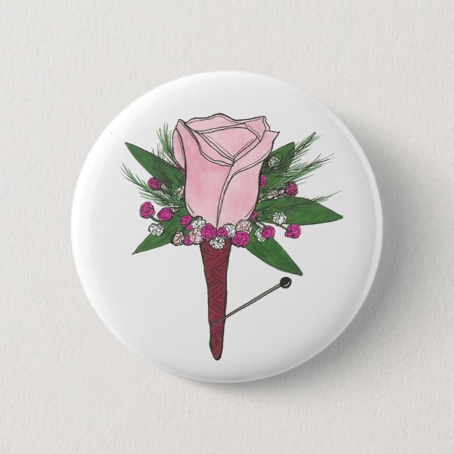 Best Man Groom Rose Wedding Boutonniere Button (Front)