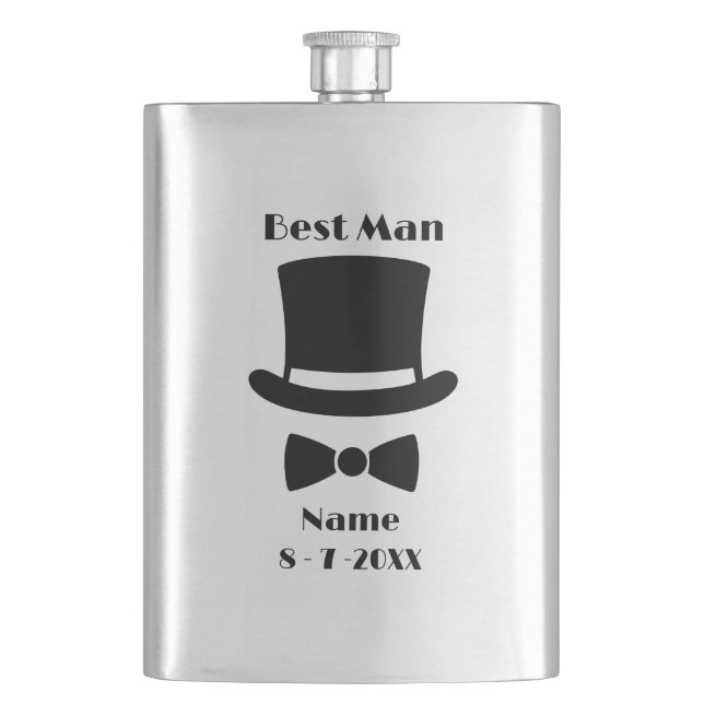 Best Man Groomsman's  Hip Flask (Front)