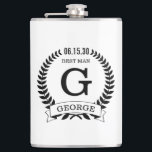 Best Man Initials Hip Flask<br><div class="desc">These 8 oz. flasks are a great favour for the best man in your wedding.  They are traditional yet modern.  They'd be great for a bachelor party or weekend.</div>