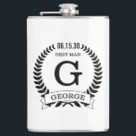Best Man Initials Hip Flask<br><div class="desc">These 8 oz. flasks are a great favour for the best man in your wedding.  They are traditional yet modern.  They'd be great for a bachelor party or weekend.</div>