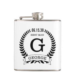 Best Man Initials Hip Flask