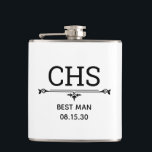 Best Man Initials Hip Flask<br><div class="desc">This flask is a perfect favour for the best man in your wedding.  He will love that it is monogrammed.  It'd be great for your bachelor weekend.  He will have his own flask to sip from as you hang out and party.</div>