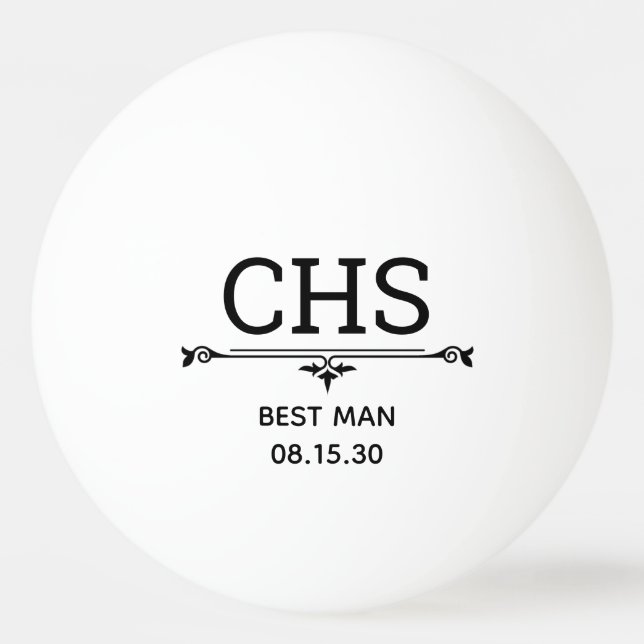 Best Man Initials Ping Pong Ball (Front)
