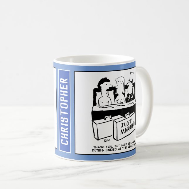 Best Man is in Bed with Bride & Groom. Coffee Mug (Front Right)