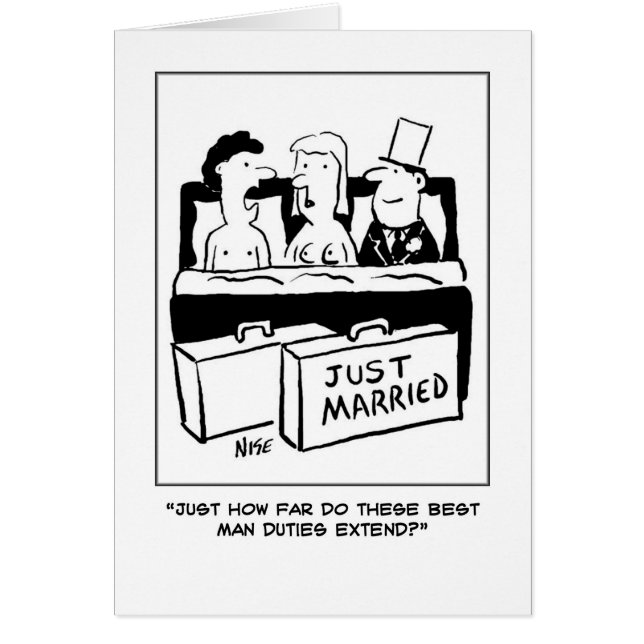 Best man joins the bride and groom in bed. (Front)