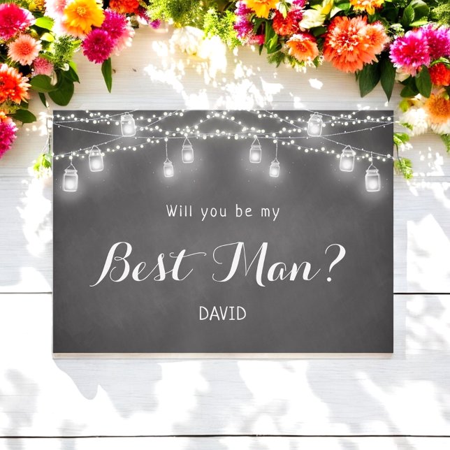 Best Man Mason Jar String Lights Invitation (Creator Uploaded)
