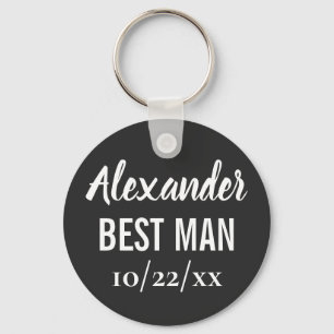 Best Man Modern Typography Elegant Black Wedding Key Ring