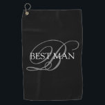 Best Man Monogram Black Grey Golf Towel<br><div class="desc">Make your own custom monogrammed golf towel. Personalise this design with your own text. You can further customise this design by selecting the "customise further" link if desired.</div>