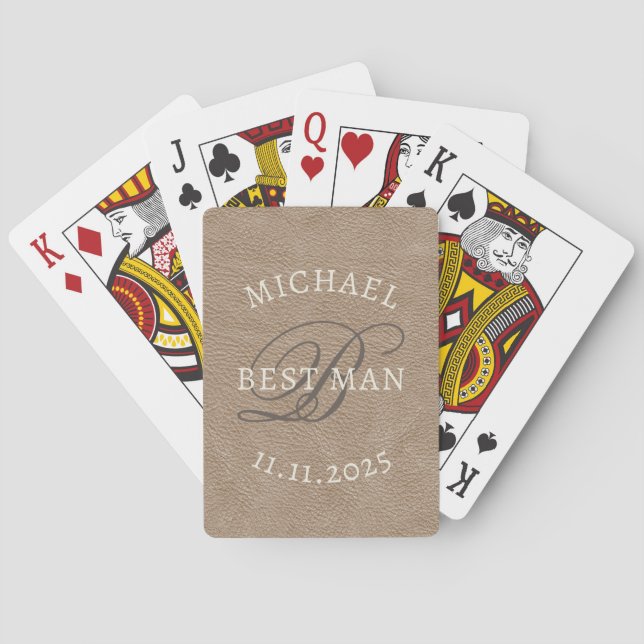 Best Man Monogram Playing Cards (Back)