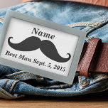 Best Man Moustache Belt Buckle<br><div class="desc">This mustach design is perfect for couples who want to add a touch of humour and personality to their wedding stationery. The design could also be used on a variety of products, such as party favours, decorations, and other wedding accessories. The bold colour scheme and graphic elements will make the...</div>