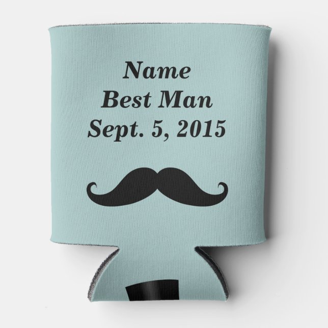 Best Man Moustache Hat and Suit Can Cooler (Front)