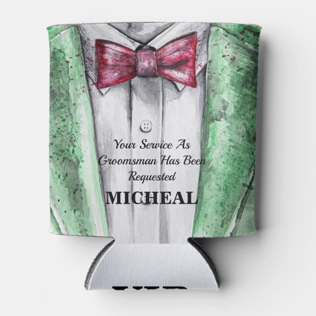Best Man or Groomsman Invitation Can Cooler (Front)