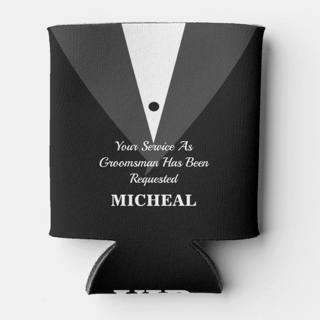Best Man or Groomsman Invitation Can Cooler (Front)